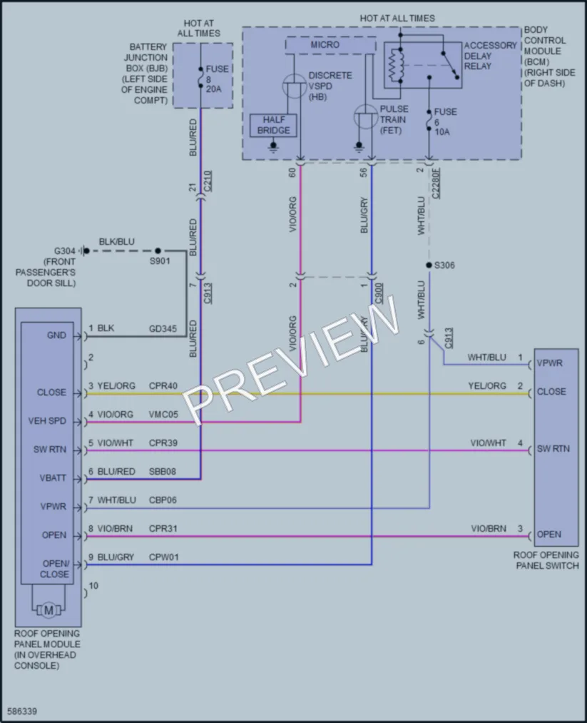 2018 Ford EcoSport Power Top Sunroof wiring diagram preview