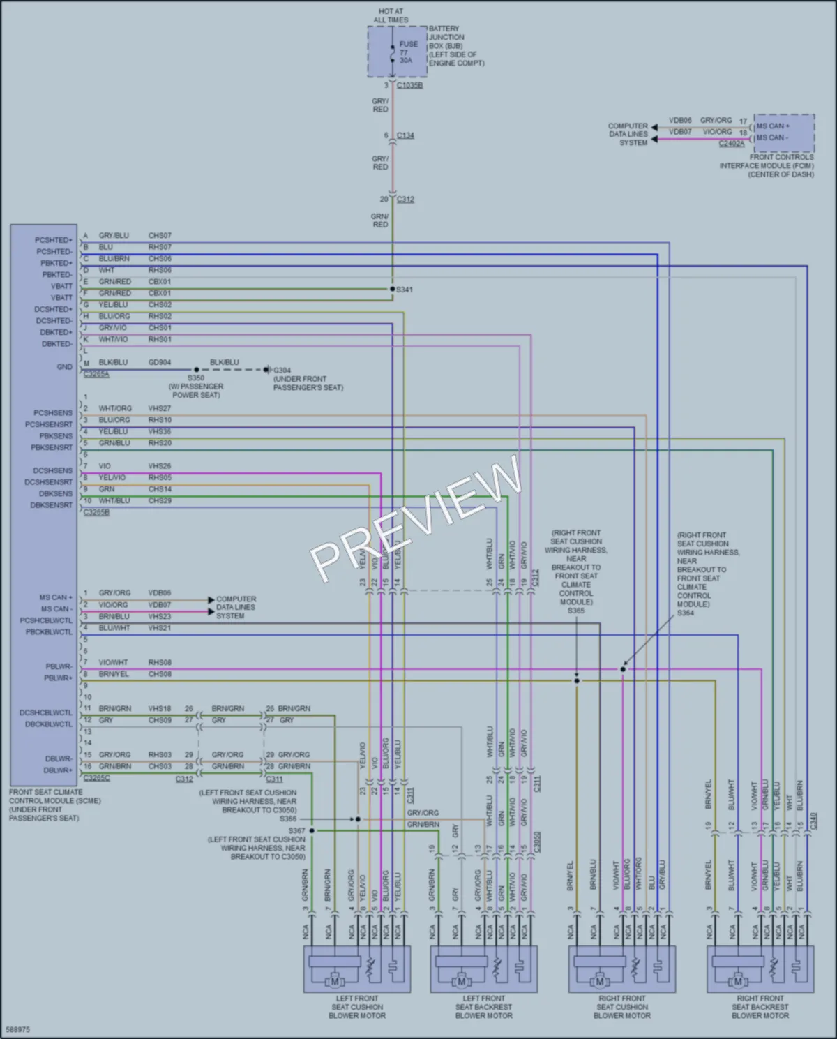 2018 Ford Edge Power Seats wiring diagram preview