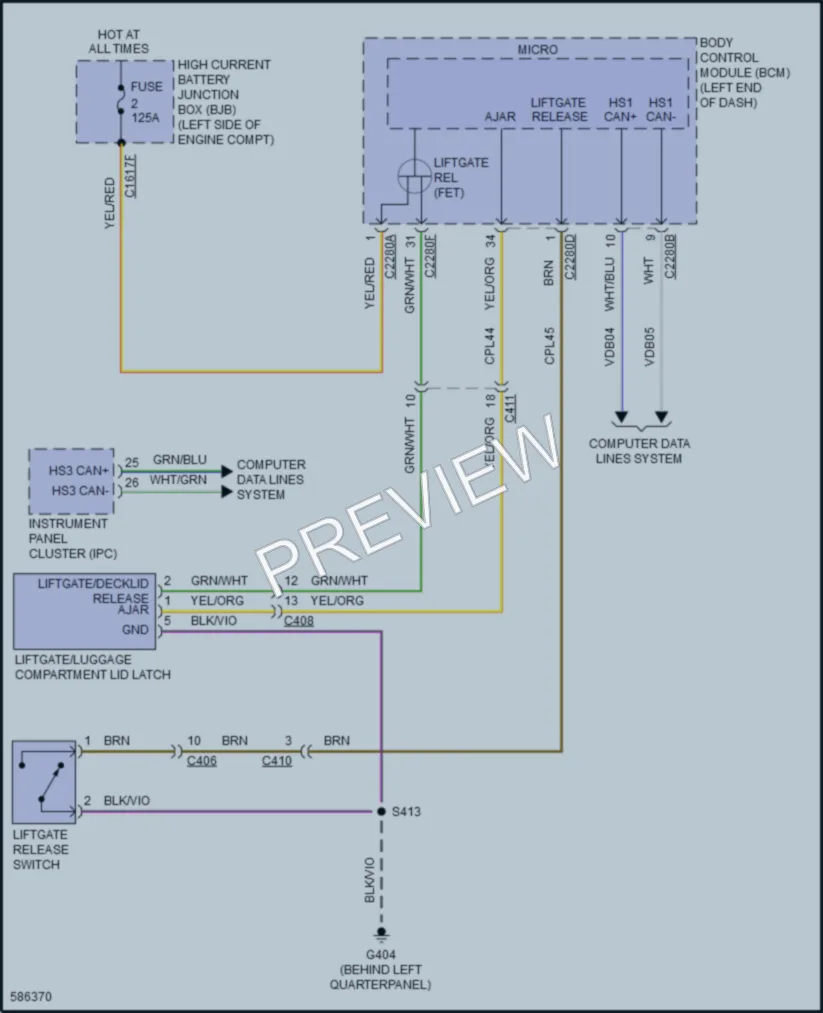 2018 Ford Edge Trunk Tailgate Fuel Door wiring diagram preview
