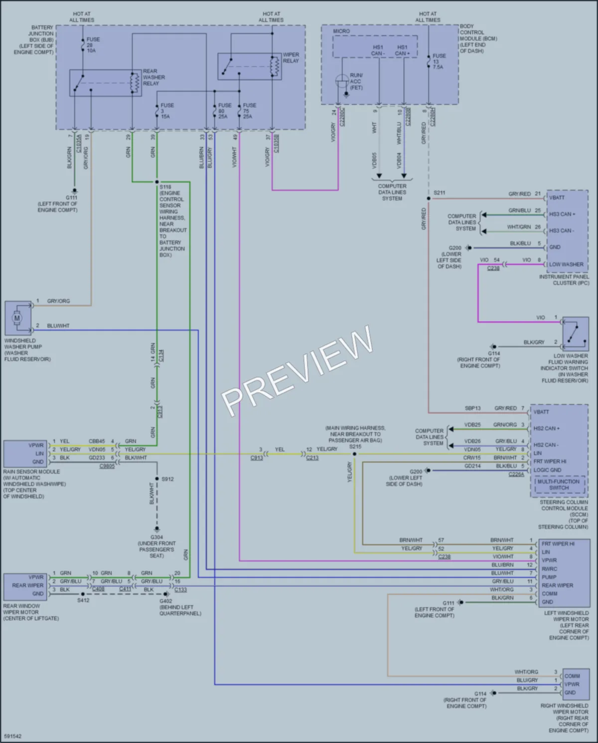 2018 Ford Edge Wiper Washer wiring diagram preview