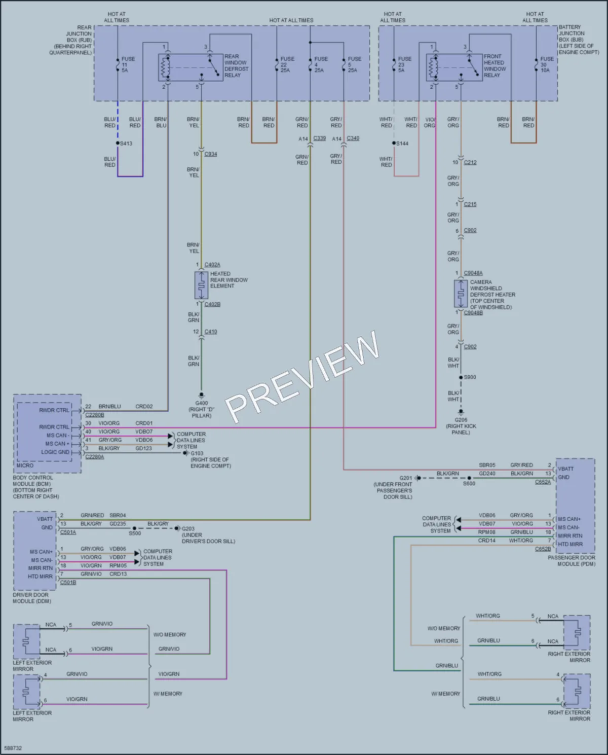 2018 Ford Escape Defoggers wiring diagram preview