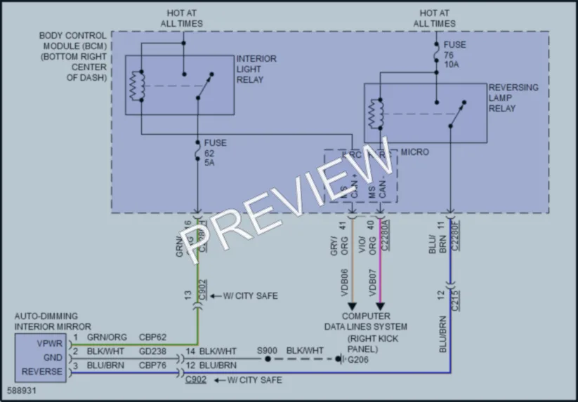 2018 Ford Escape Power Mirrors wiring diagram preview