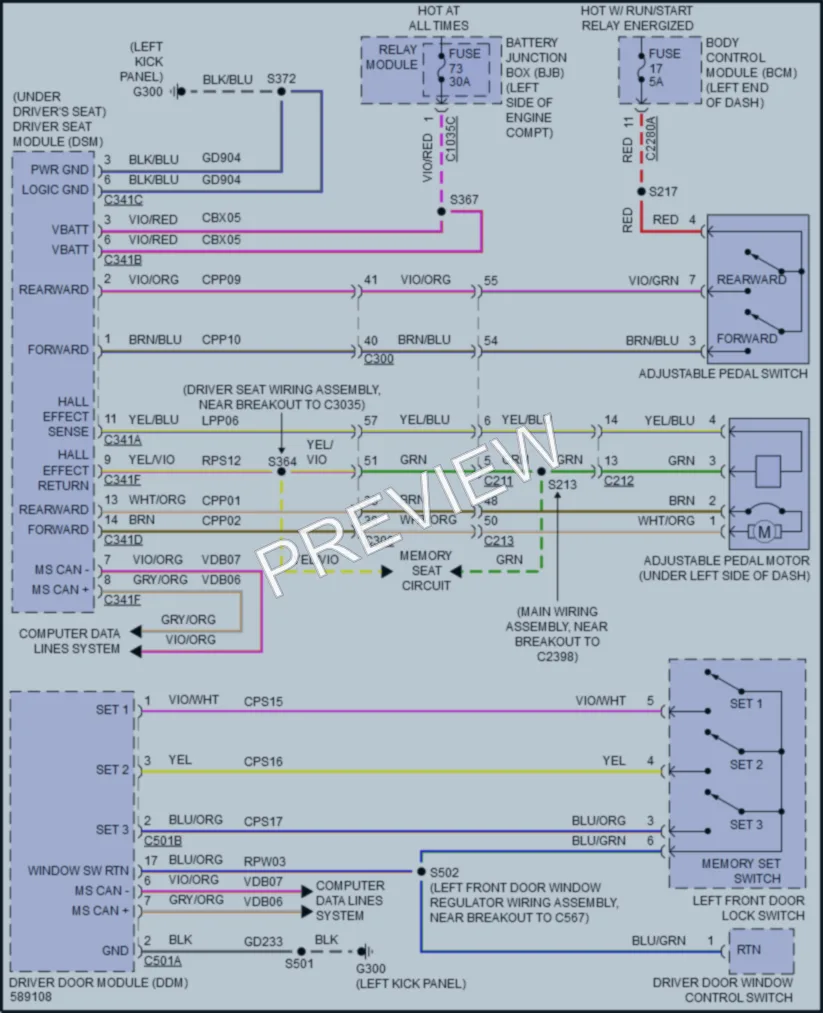 2018 Ford Explorer Memory Systems wiring diagram preview