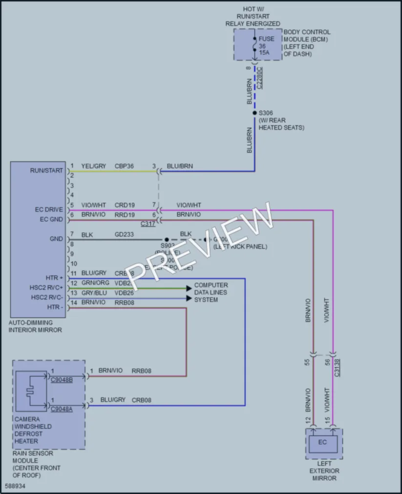 2018 Ford Explorer Power Mirrors wiring diagram preview