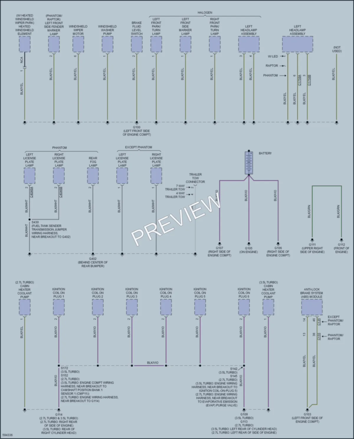 2018 Ford F150 Ground Distribution wiring diagram preview