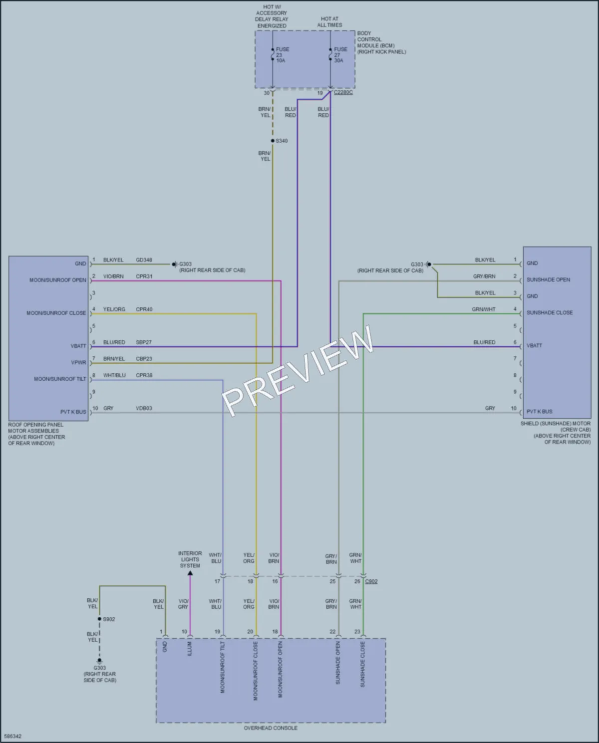 2018 Ford F150 Power Top Sunroof wiring diagram preview