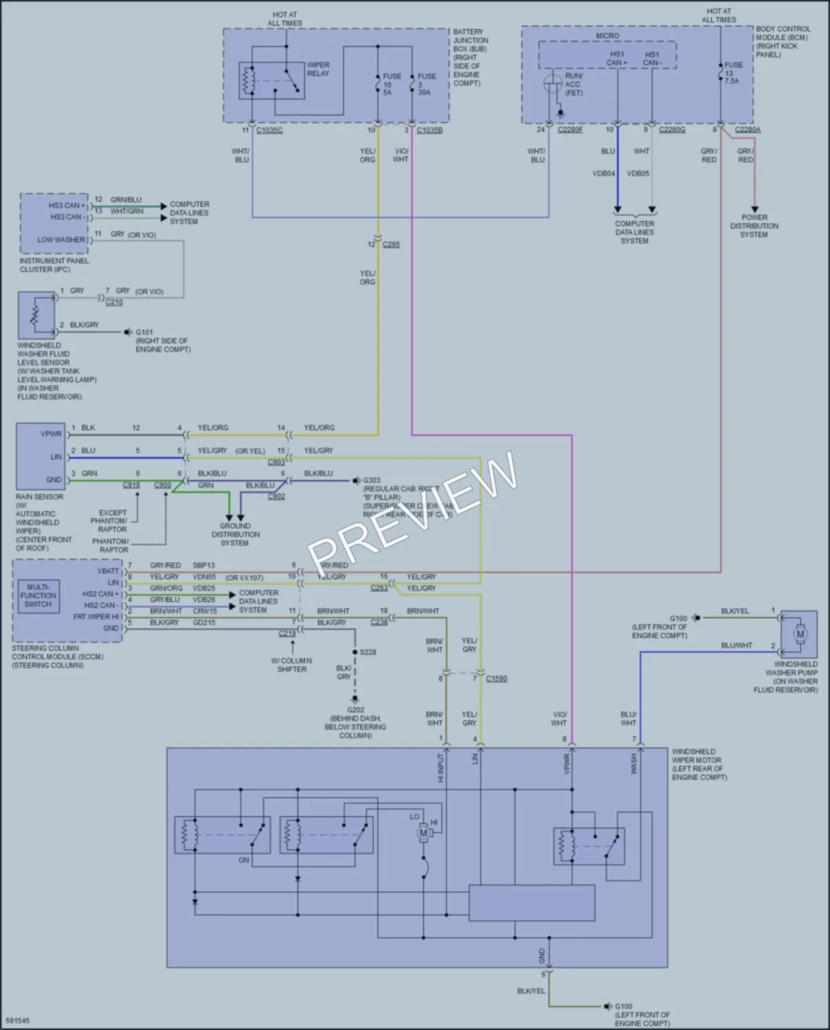 2018 Ford F150 Wiper Washer wiring diagram preview