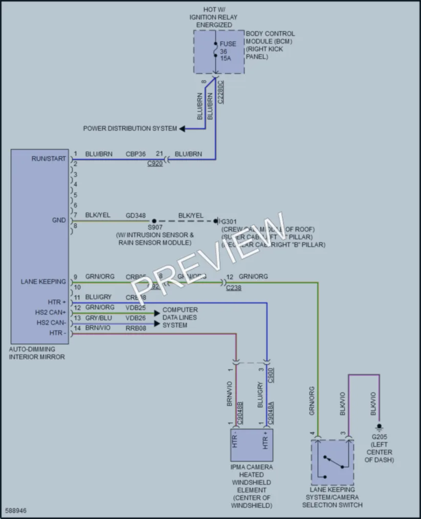 2018 Ford F250SuperDuty Power Mirrors wiring diagram preview