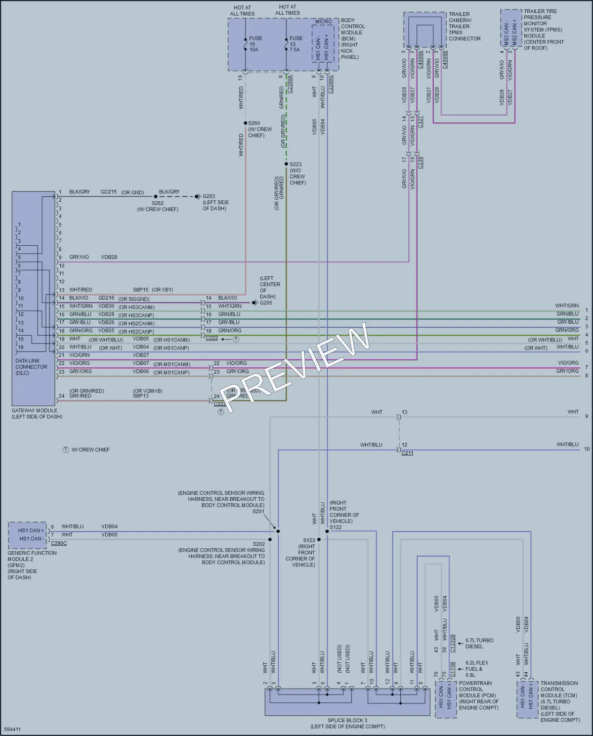 2018 Ford F350SuperDuty Computer Data Lines wiring diagram preview