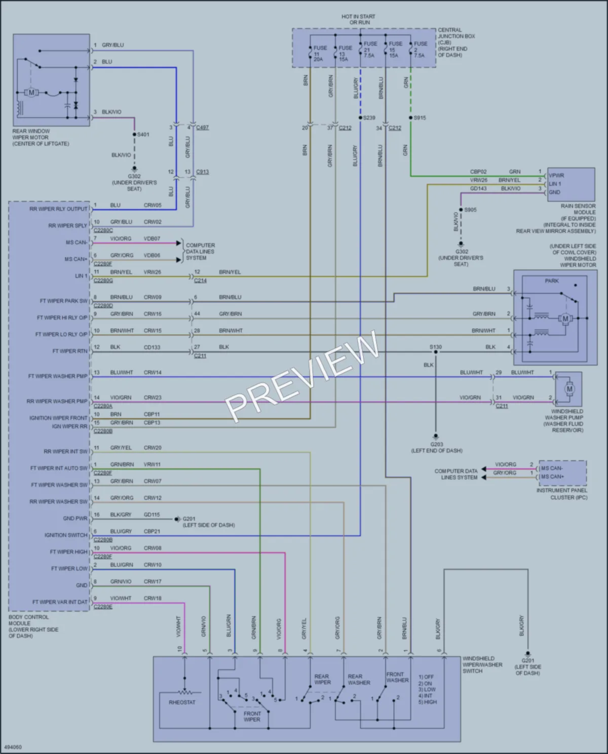 2018 Ford Fiesta Wiper Washer wiring diagram preview