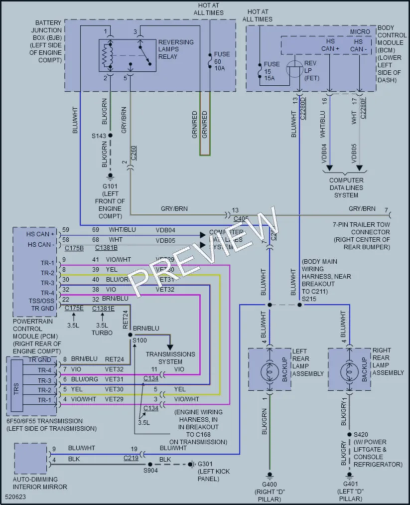 2018 Ford Flex Exterior Lights wiring diagram preview
