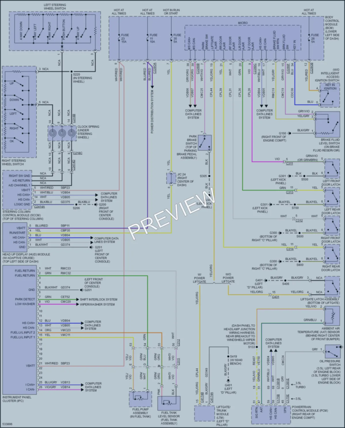 2018 Ford Flex Instrument Cluster wiring diagram preview