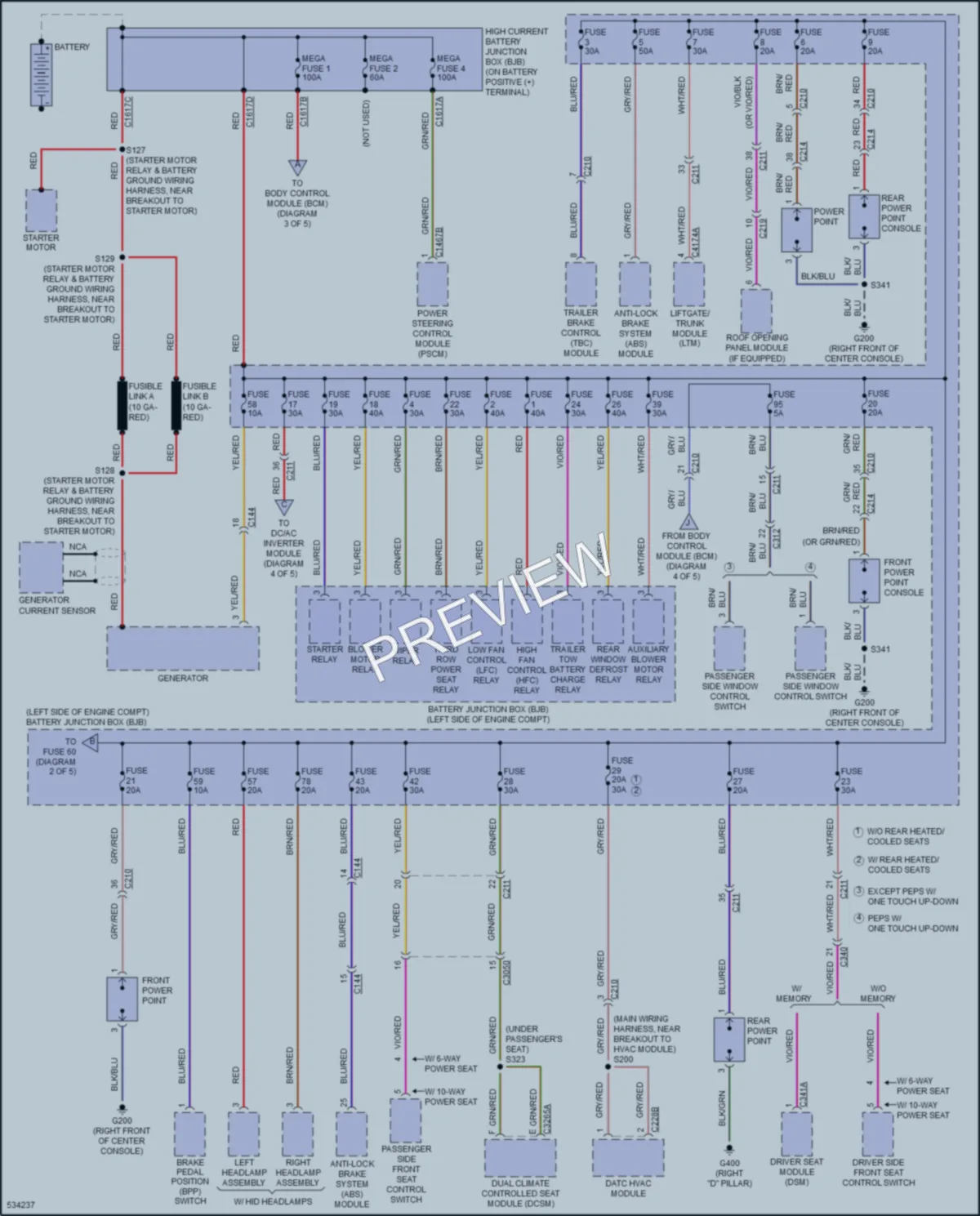 2018 Ford Flex Power Distribution wiring diagram preview