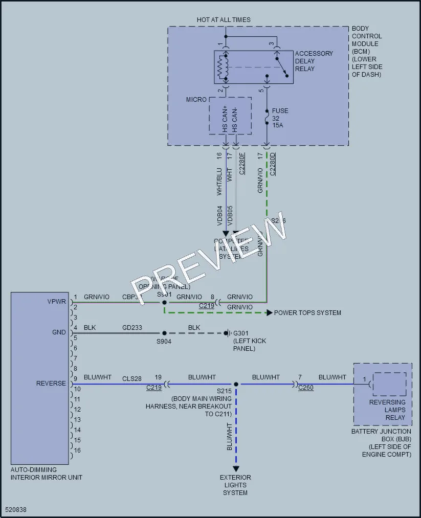 2018 Ford Flex Power Mirrors wiring diagram preview