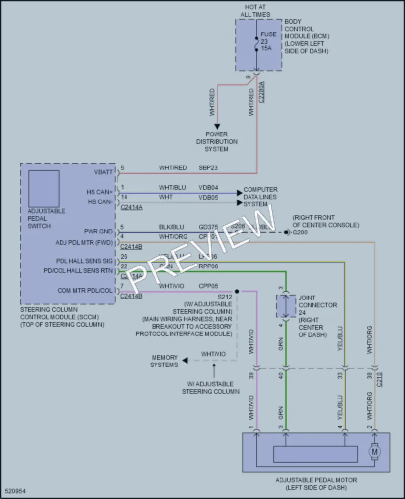 2018 Ford Flex Power Seats wiring diagram preview