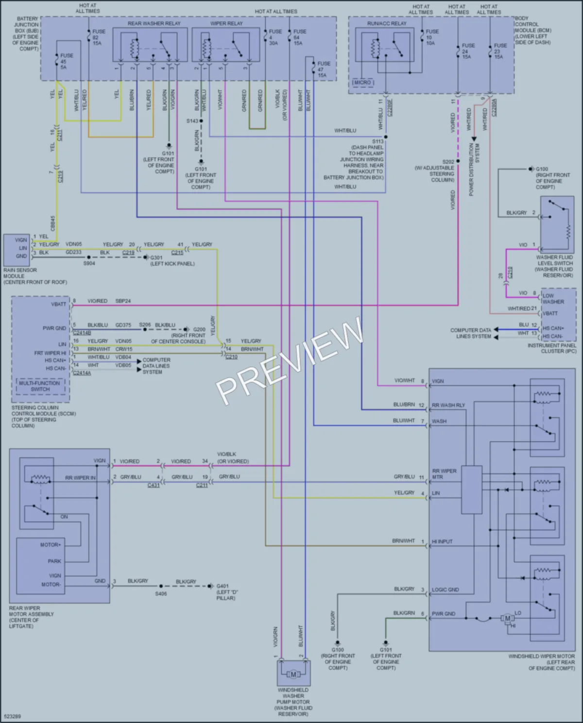 2018 Ford Flex Wiper Washer wiring diagram preview
