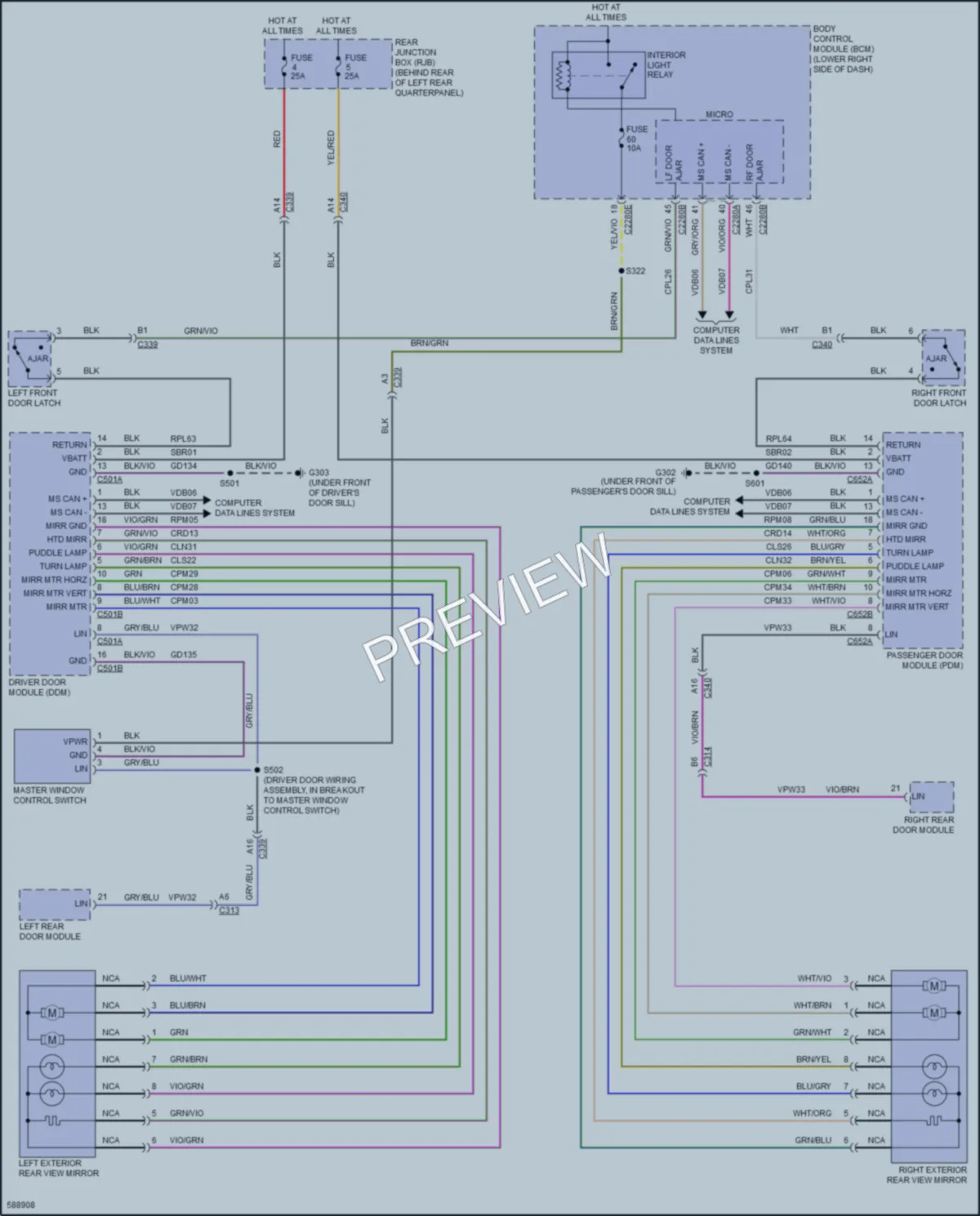 2018 Ford Focus Power Mirrors wiring diagram preview