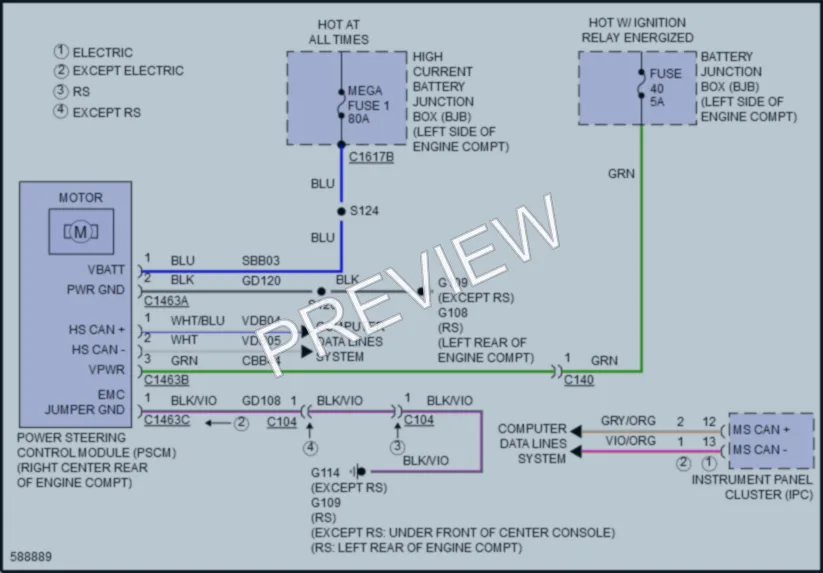 2018 Ford FocusElectric Electronic Power Steering wiring diagram preview