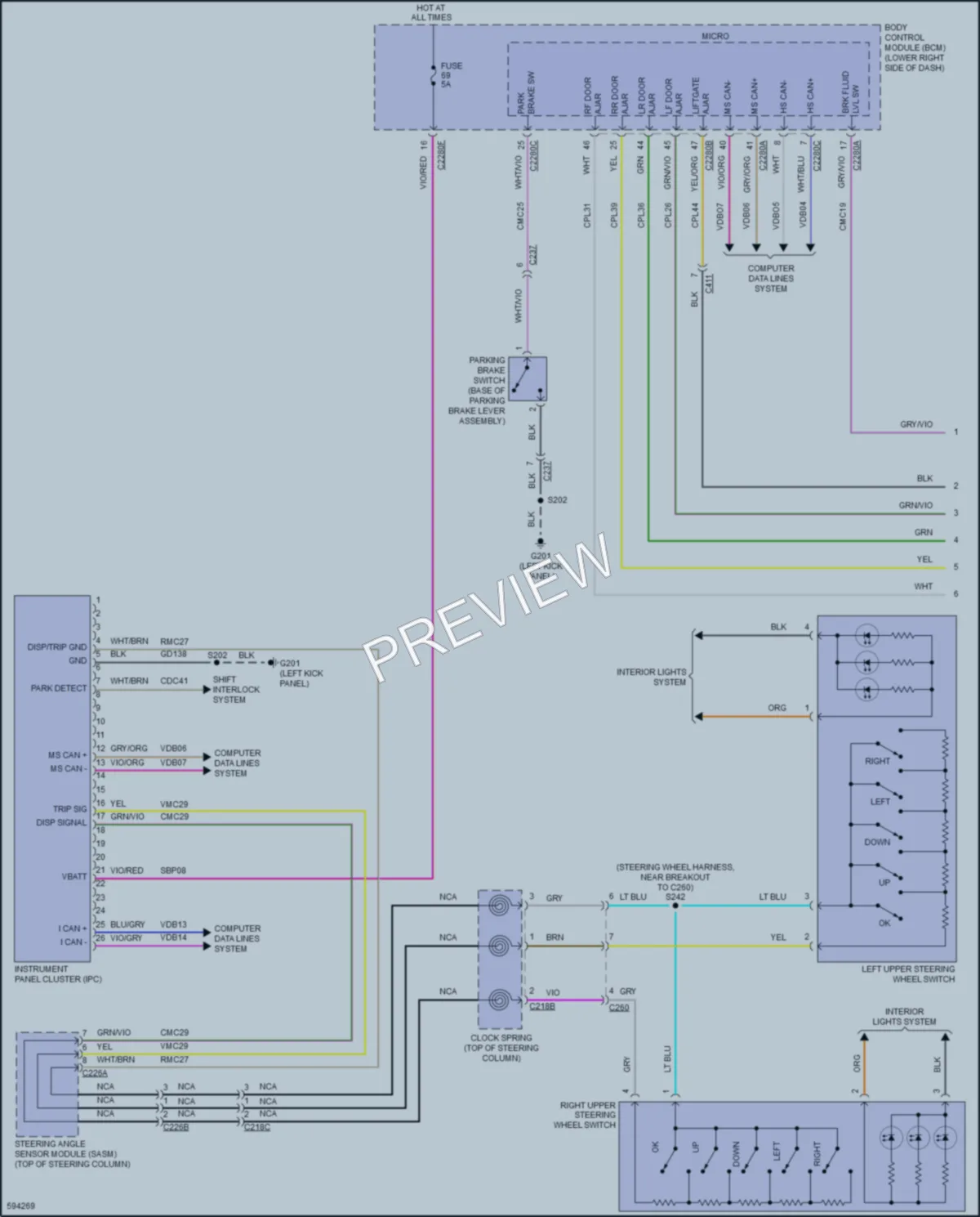 2018 Ford FocusElectric Instrument Cluster wiring diagram preview
