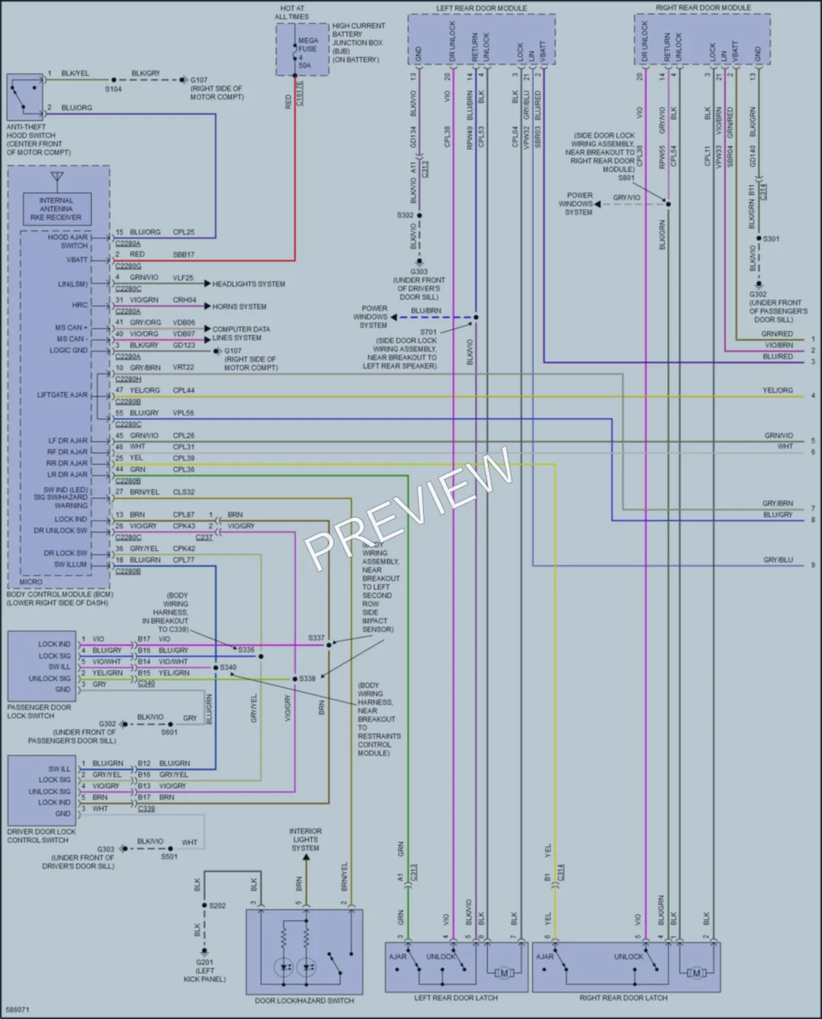 2018 Ford FocusElectric Power Door Locks wiring diagram preview