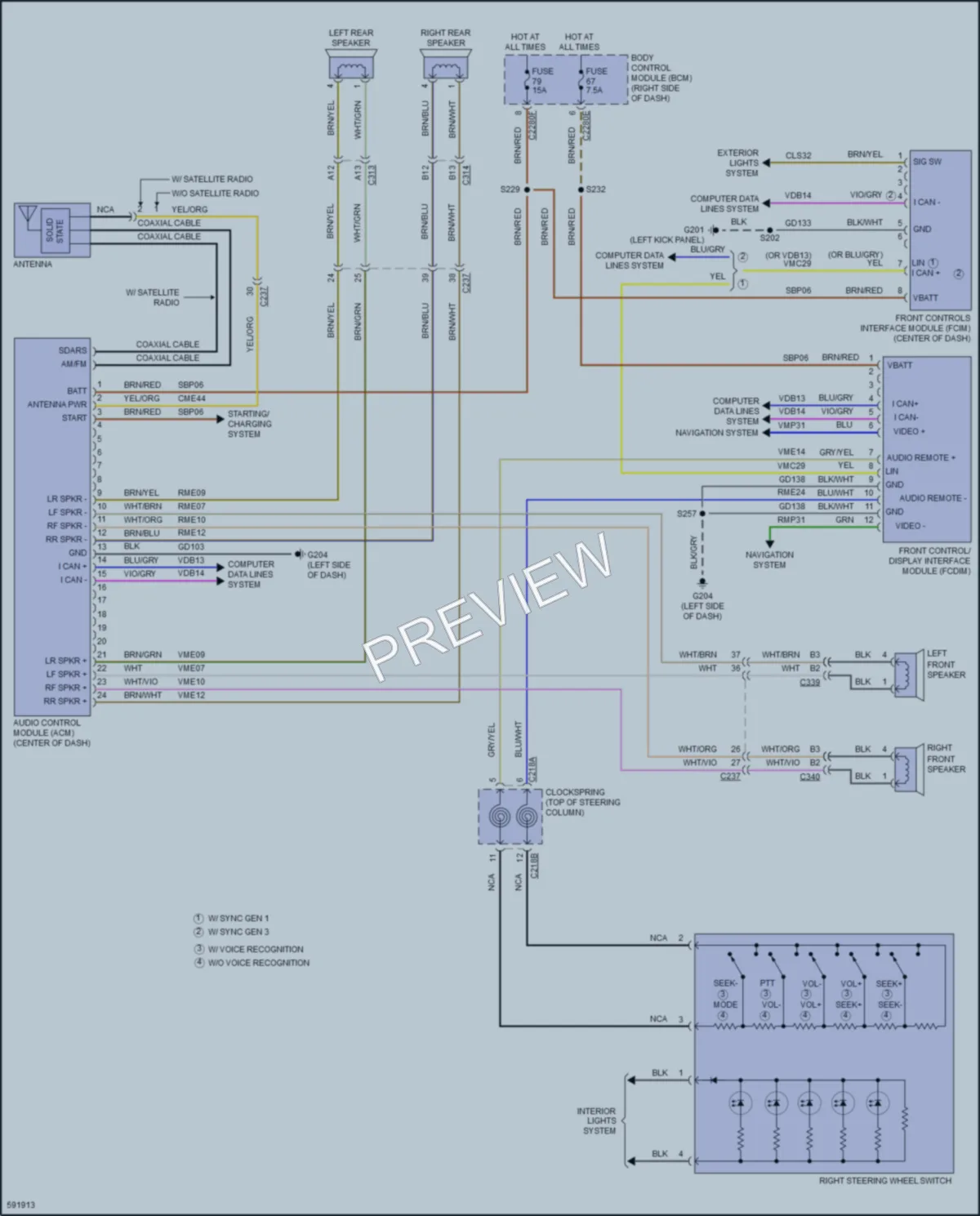 2018 Ford FocusElectric Radio wiring diagram preview