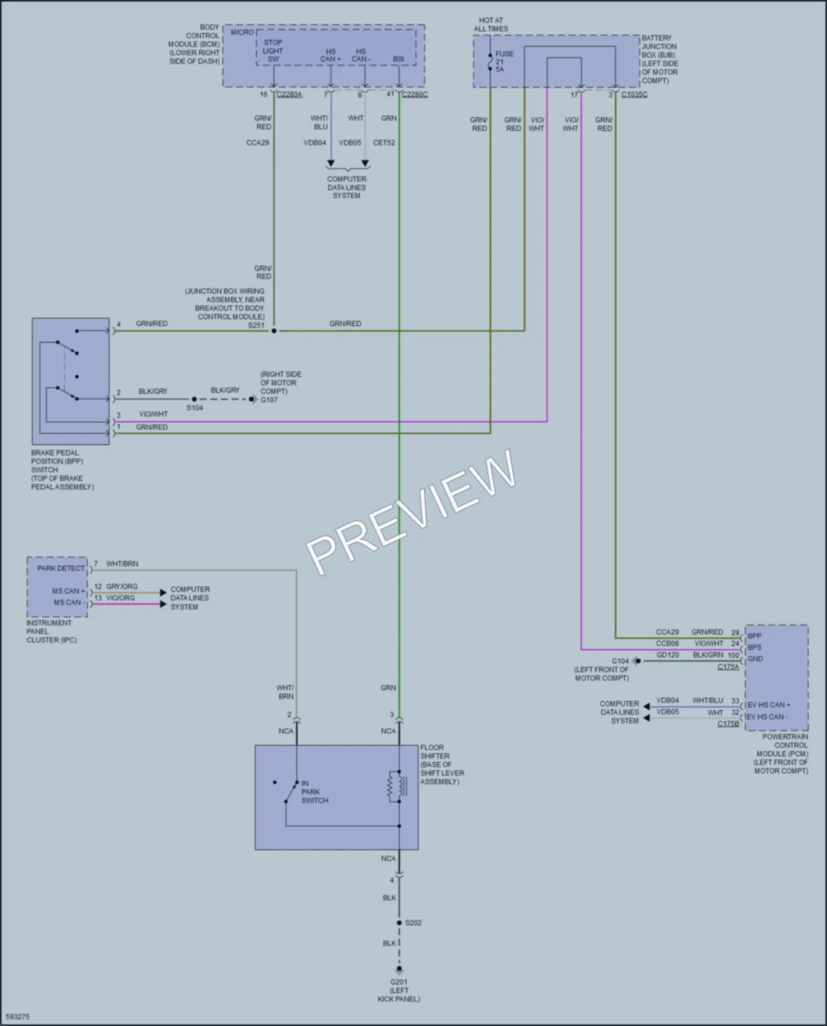 2018 Ford FocusElectric Shift Interlock wiring diagram preview
