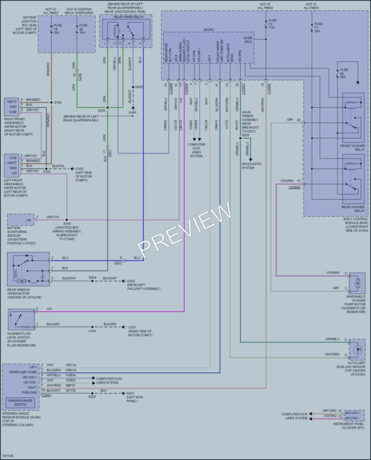 2018 Ford FocusElectric Wiper Washer wiring diagram preview