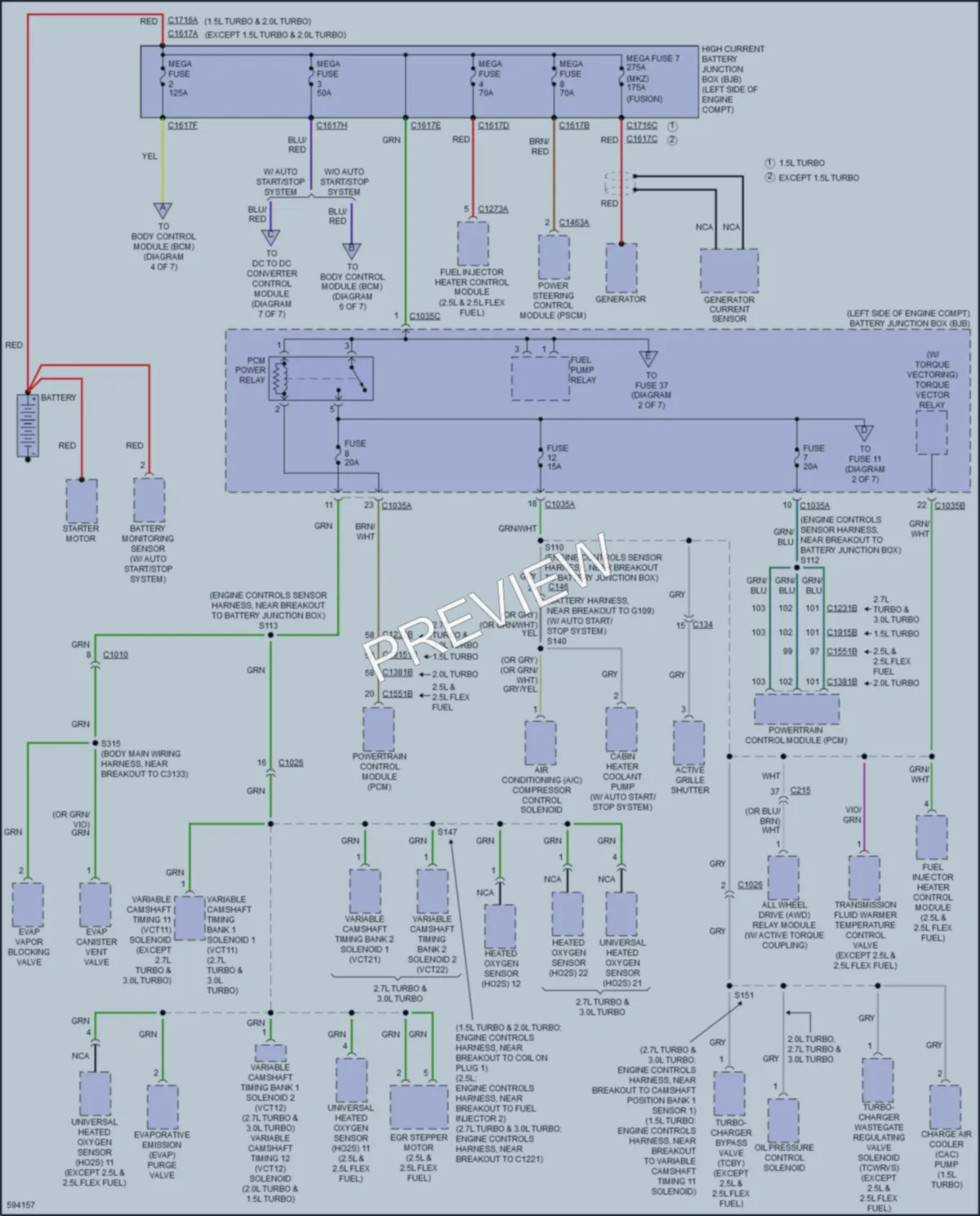 2018 Ford Fusion Power Distribution wiring diagram preview
