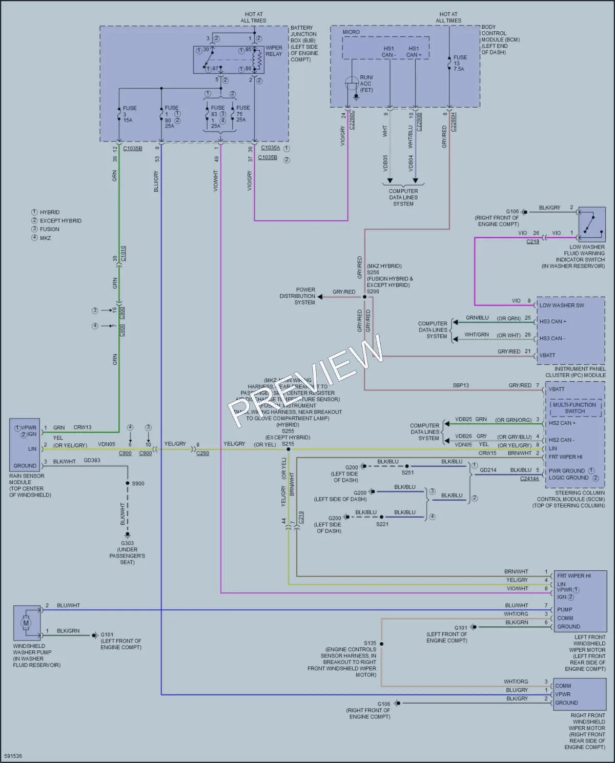 2018 Ford Fusion Wiper Washer wiring diagram preview