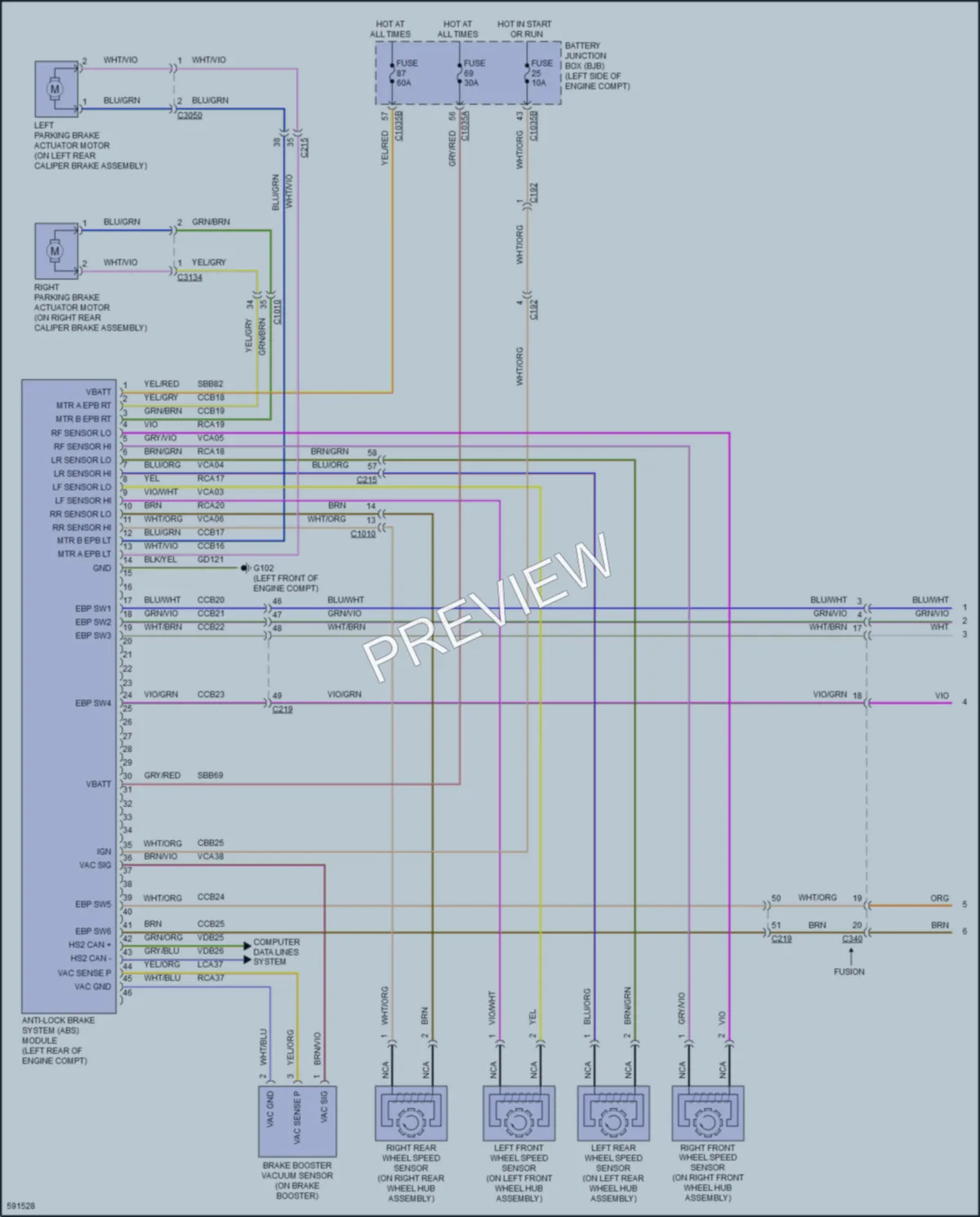 2018 Ford FusionEnergi Anti Lock Brakes wiring diagram preview