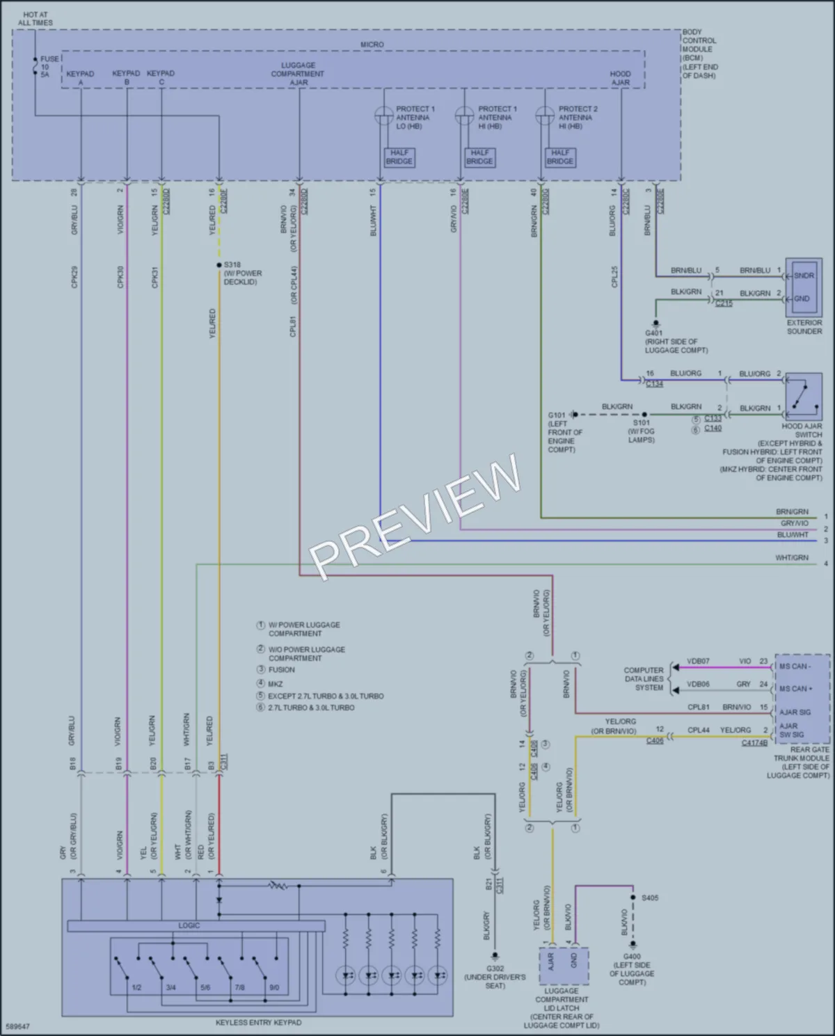 2018 Ford FusionEnergi Anti Theft wiring diagram preview