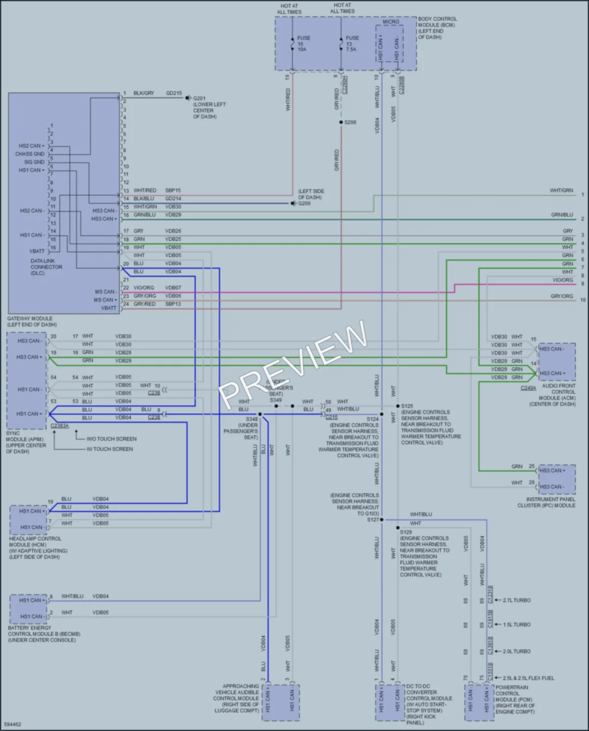 2018 Ford FusionEnergi Computer Data Lines wiring diagram preview