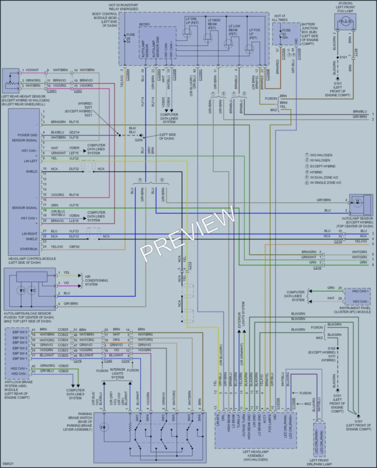 2018 Ford FusionEnergi Headlights wiring diagram preview