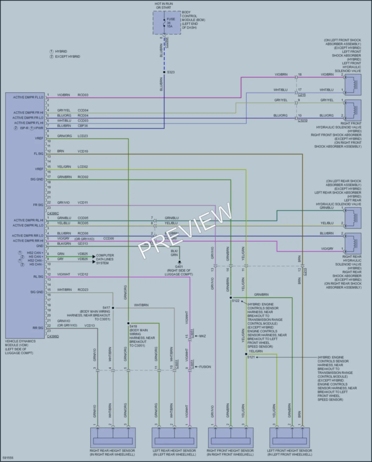 2018 Ford FusionHybrid Electronic Suspension wiring diagram preview