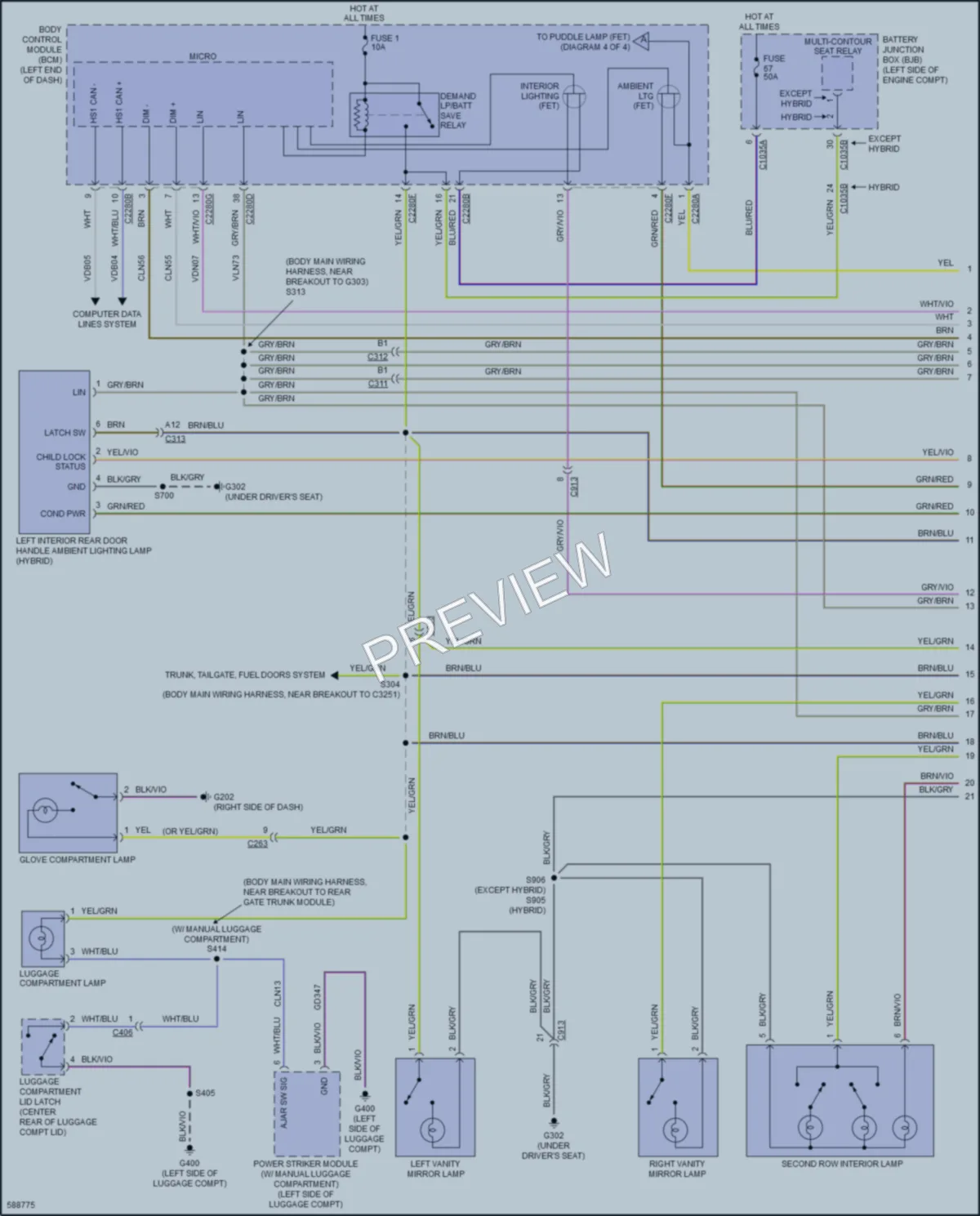 2018 Ford FusionHybrid Interior Lights wiring diagram preview