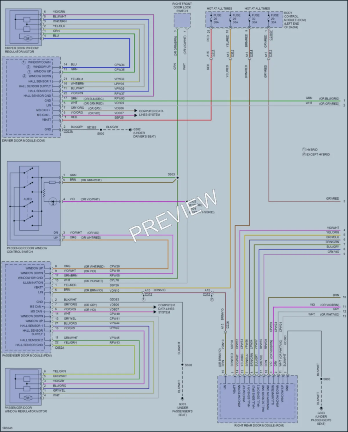 2018 Ford FusionHybrid Power Windows wiring diagram preview