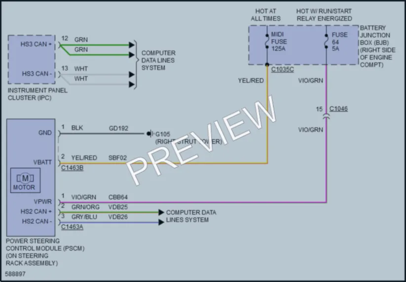 2018 Ford Mustang Electronic Power Steering wiring diagram preview