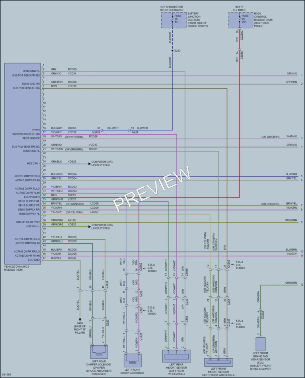 2018 Ford Mustang Electronic Suspension wiring diagram preview