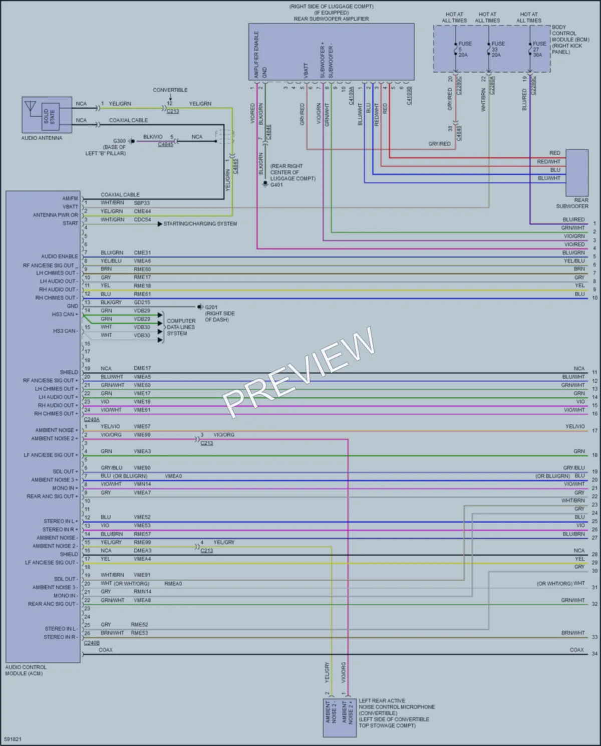 2018 Ford Mustang Radio wiring diagram preview