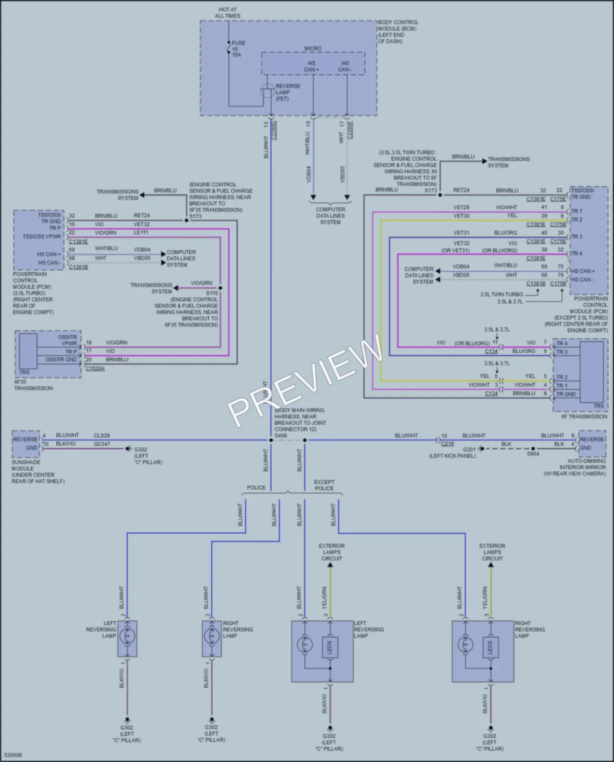2018 Ford Taurus Exterior Lights wiring diagram preview