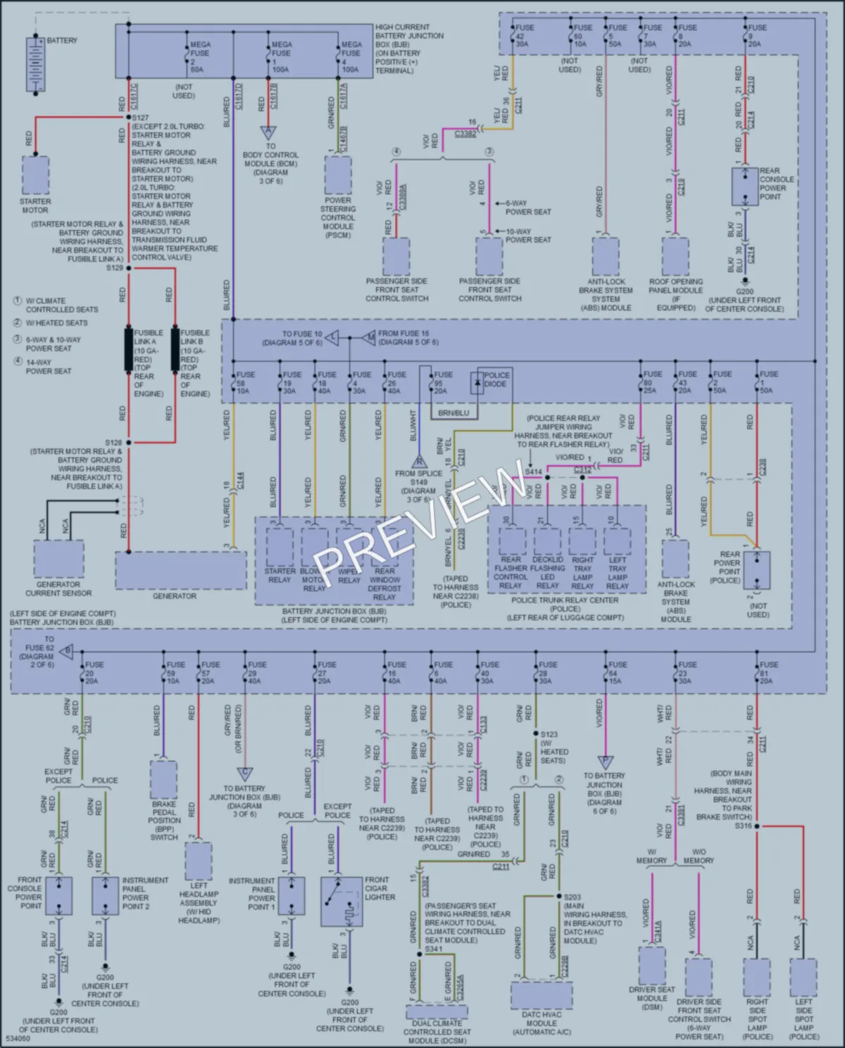 2018 Ford Taurus Power Distribution wiring diagram preview