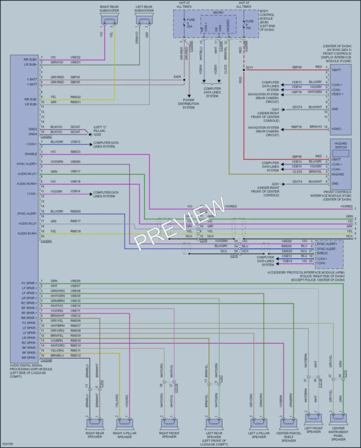 2018 Ford Taurus Radio wiring diagram preview