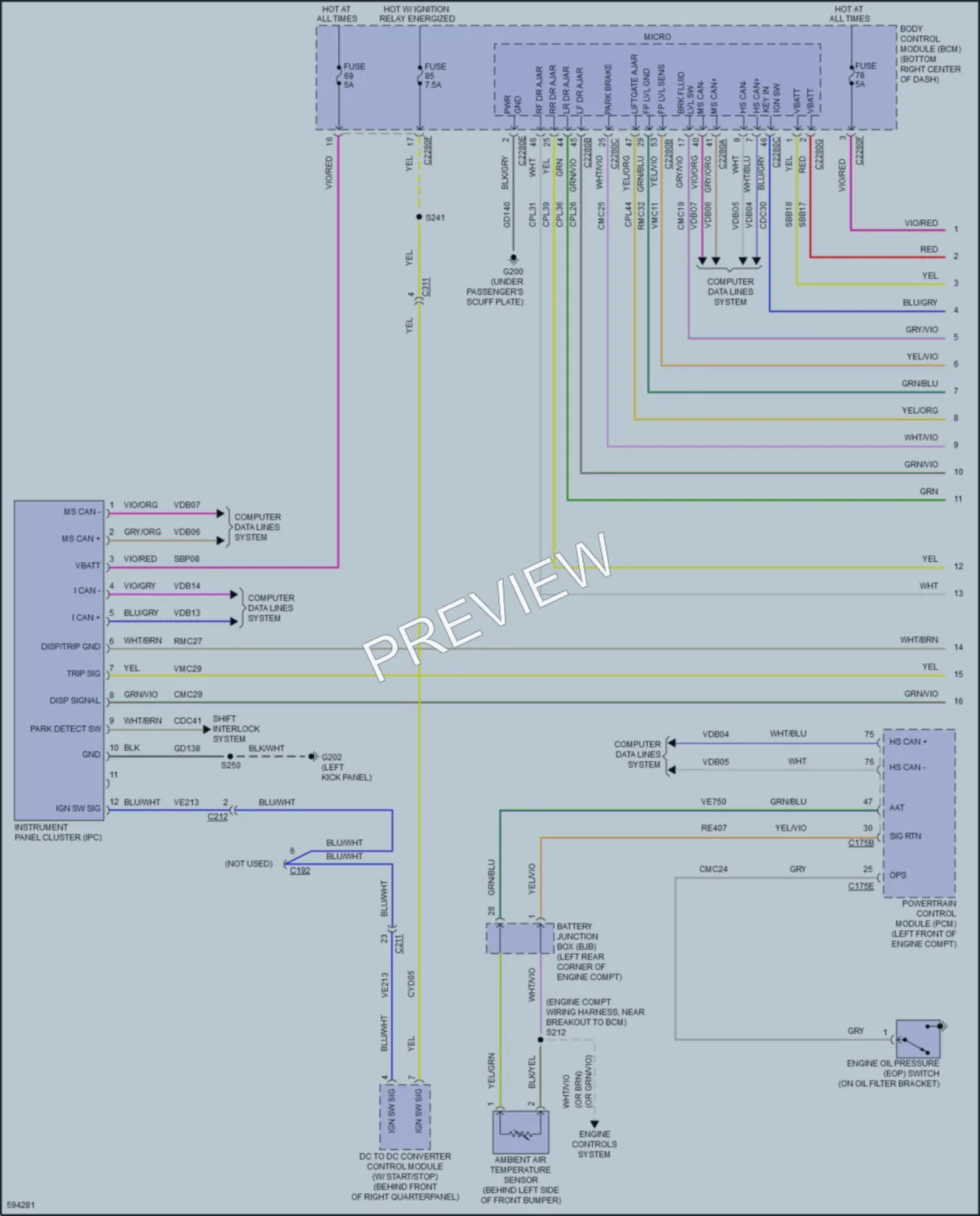 2018 Ford TransitConnect Instrument Cluster wiring diagram preview