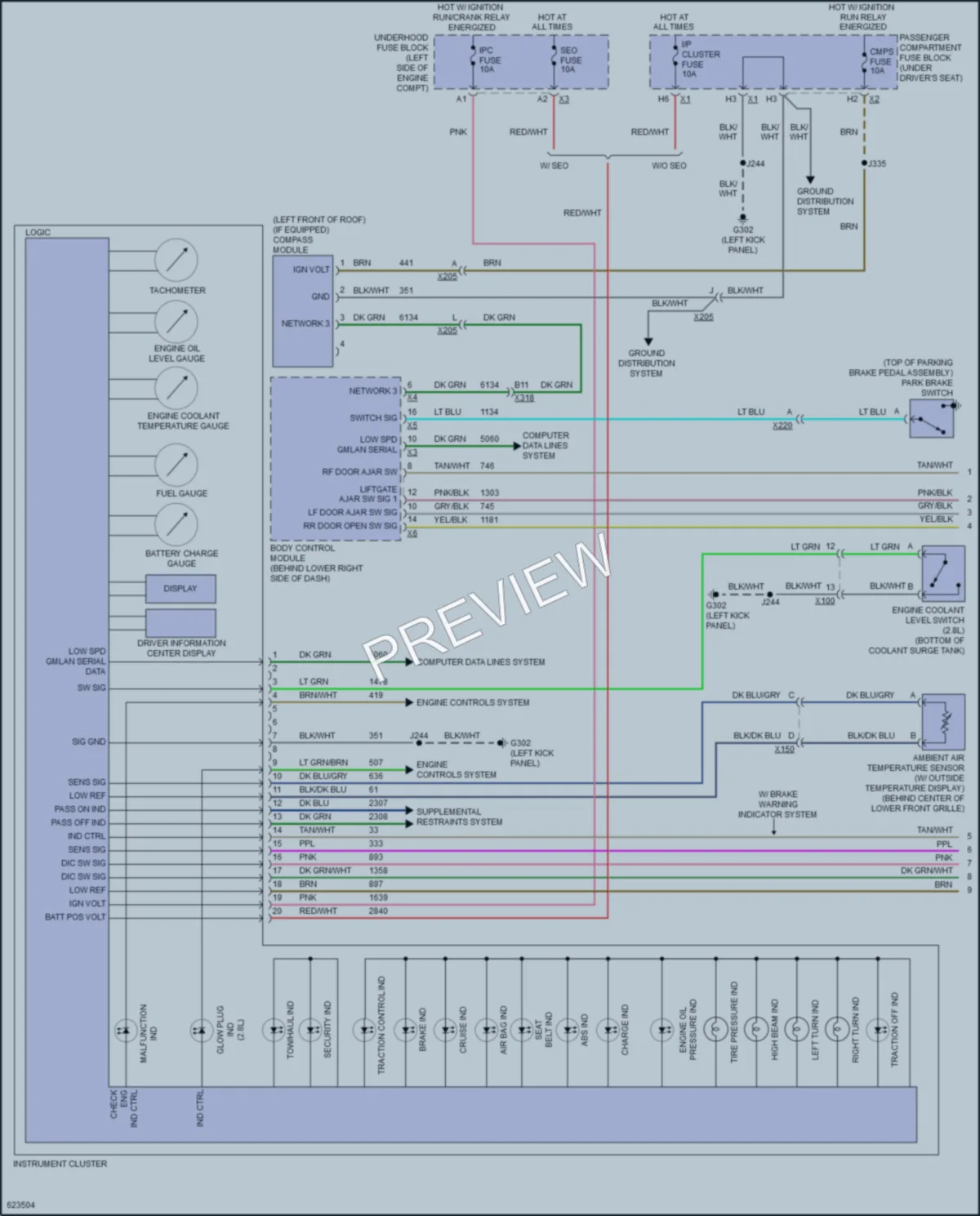 2018 GMC 2500Savana Instrument Cluster wiring diagram preview