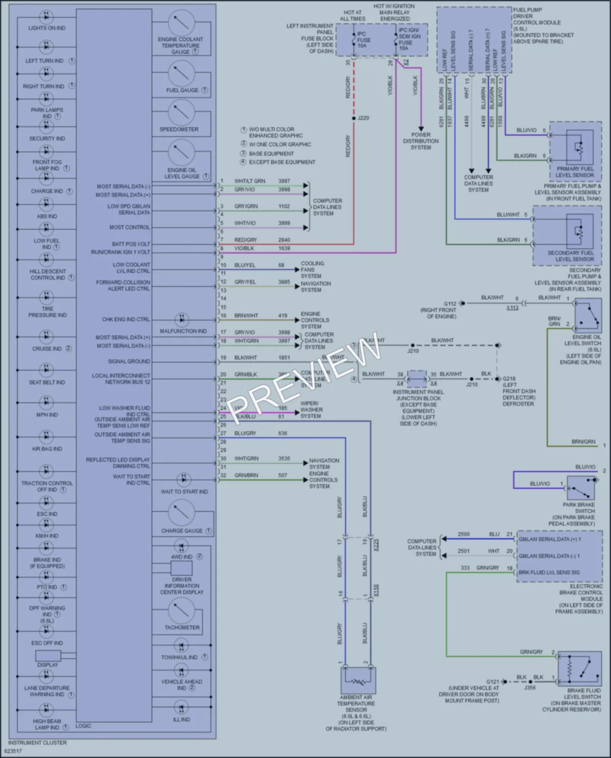 2018 GMC 3500HDSierraDenali Instrument Cluster wiring diagram preview