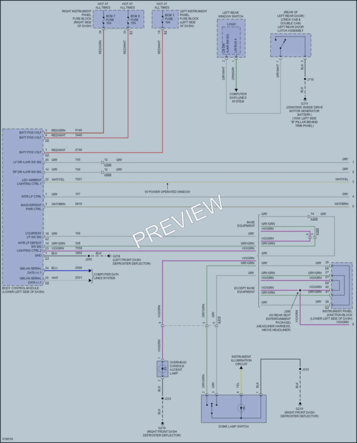 2018 GMC 3500HDSierraDenali Interior Lights wiring diagram preview
