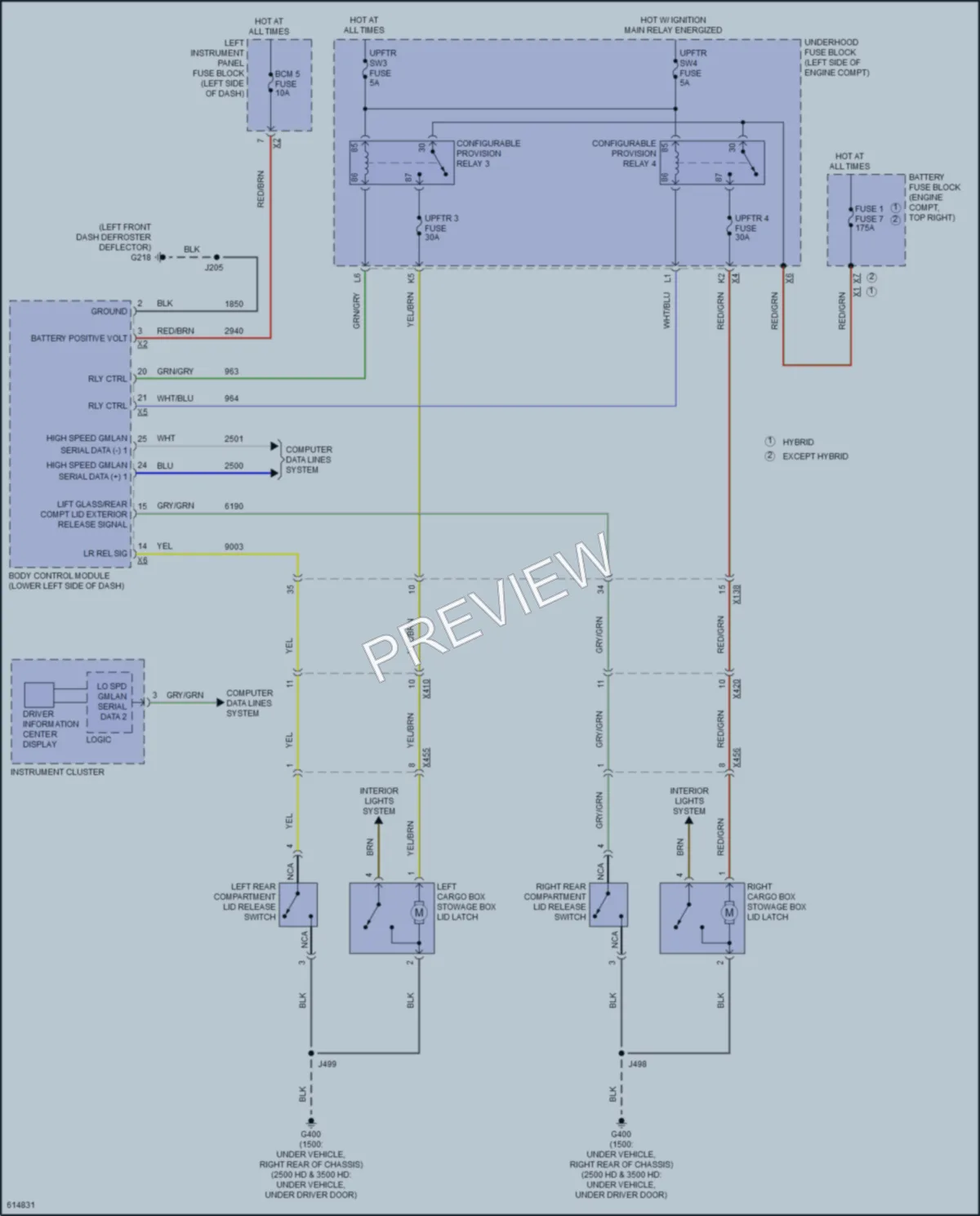 2018 GMC 3500HDSierraDenali Trunk Tailgate Fuel Door wiring diagram preview
