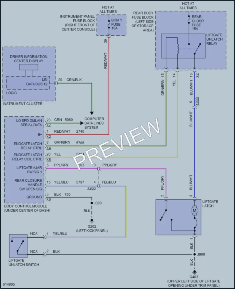 2018 GMC Acadia Trunk Tailgate Fuel Door wiring diagram preview