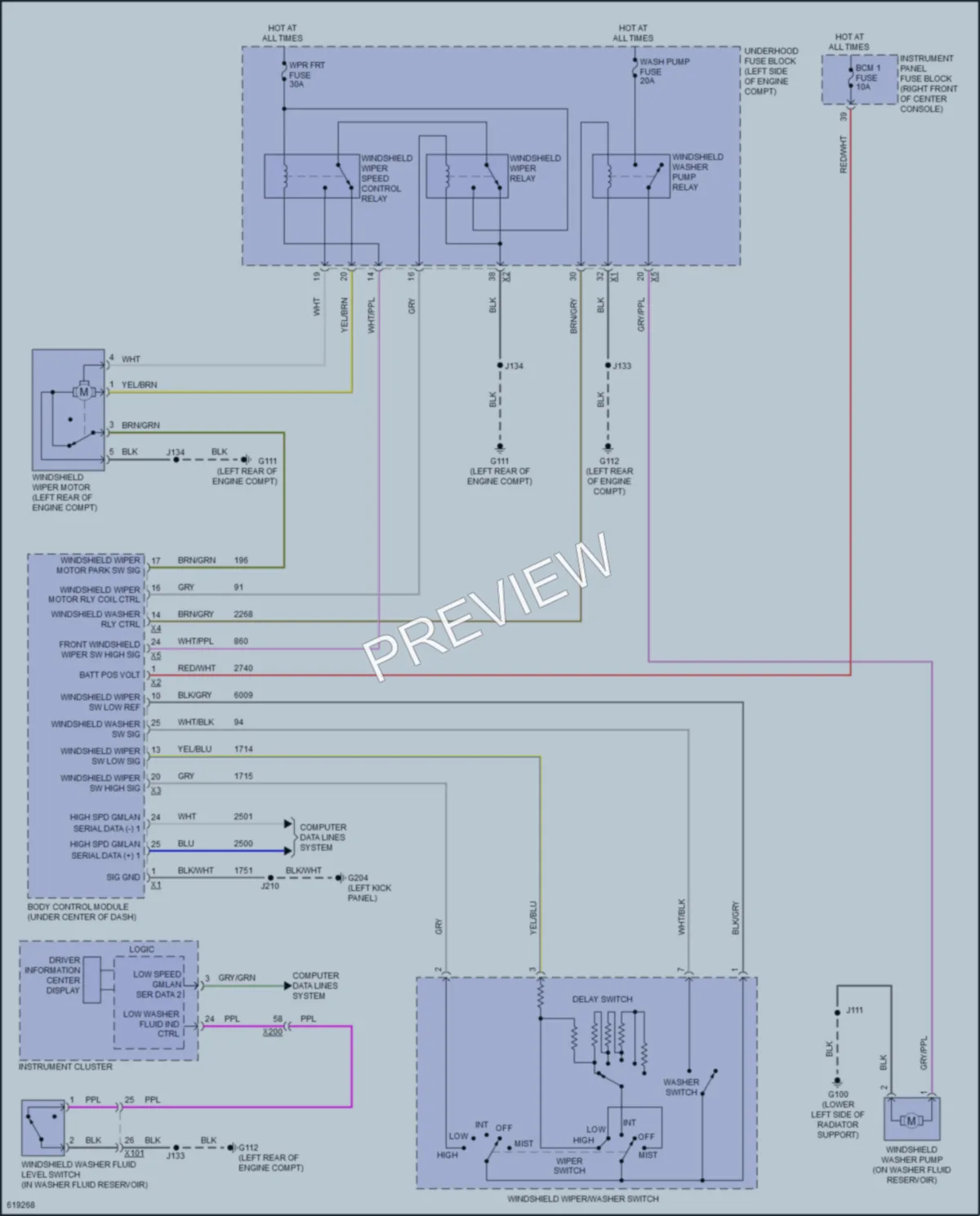 2018 GMC Acadia Wiper Washer wiring diagram preview