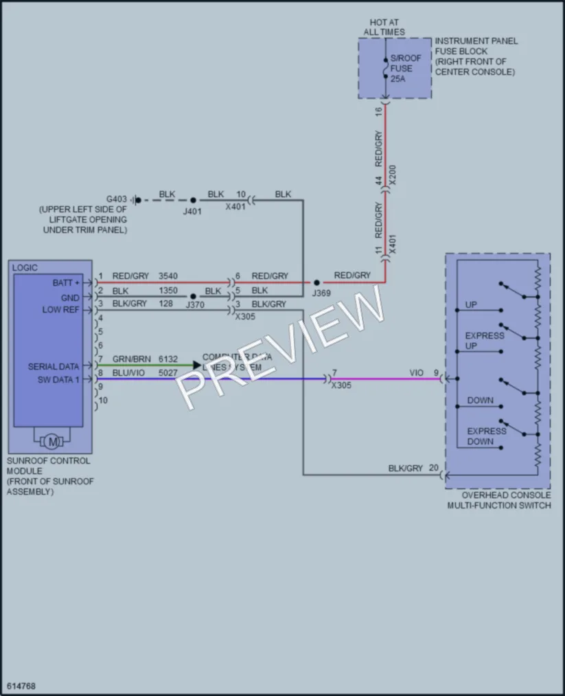 2018 GMC AcadiaDenali Power Top Sunroof wiring diagram preview